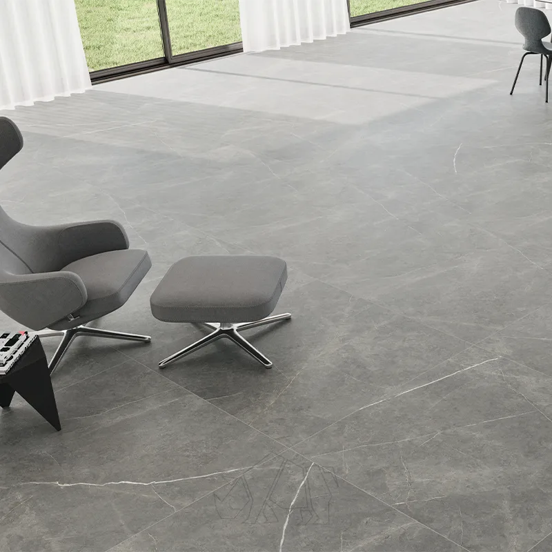 suelo de salon con azulejo 100x100 gris