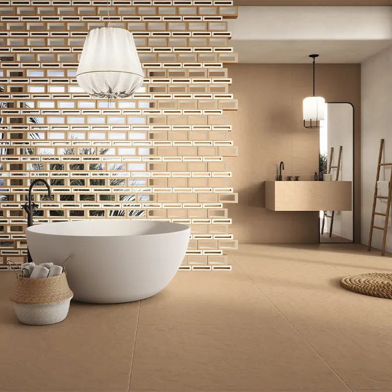 porcelanico 100x100 en suelo de baño 